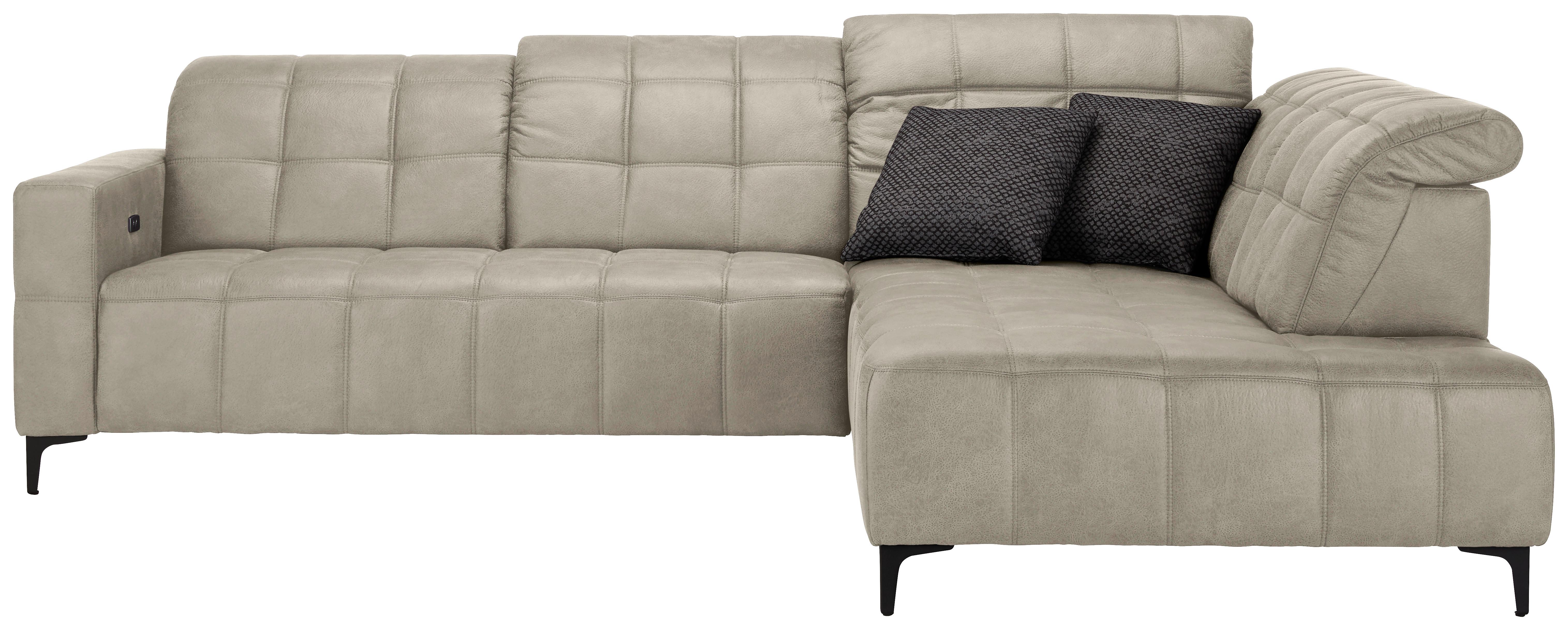 Rohová sedačka PANAMA, pravá, sivá - čierna/sivá, Konventionell, kov/textil (304/89-102/216cm) - Premium Living