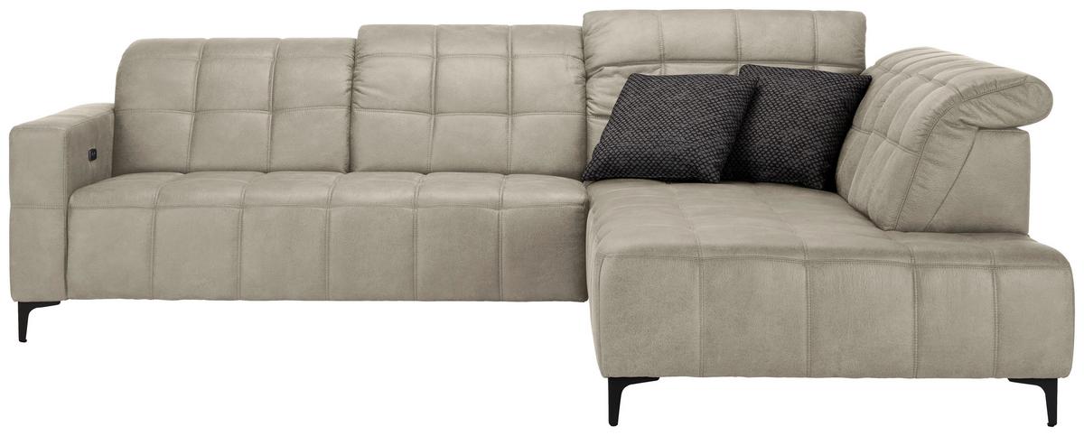 Rohová sedačka PANAMA, pravá, sivá - čierna/sivá, Konventionell, kov/textil (304/89-102/216cm) - Premium Living