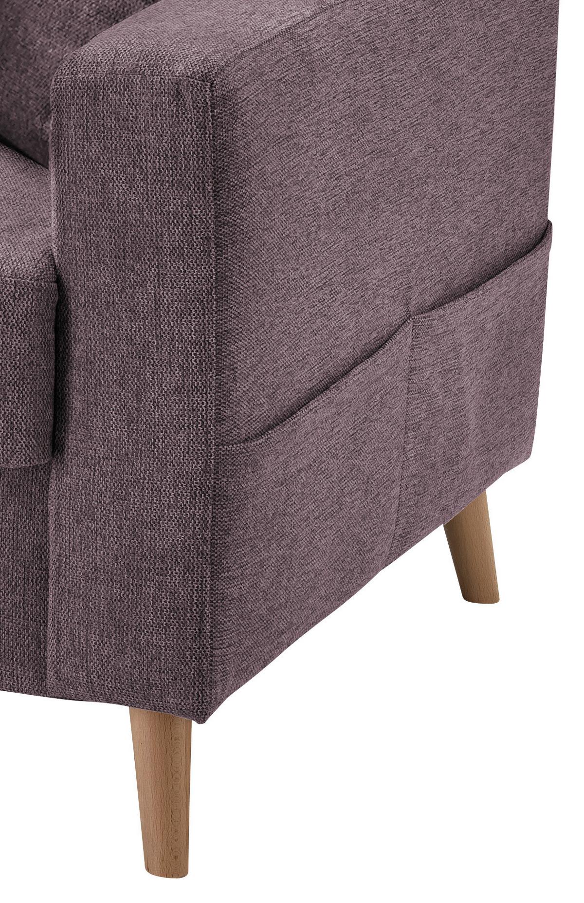 Ecksofa mit Schlaffunktion Valentina mit Kissen Bordeaux - Bordeaux/Naturfarben, KONVENTIONELL, Textil (150/228cm) - P & B