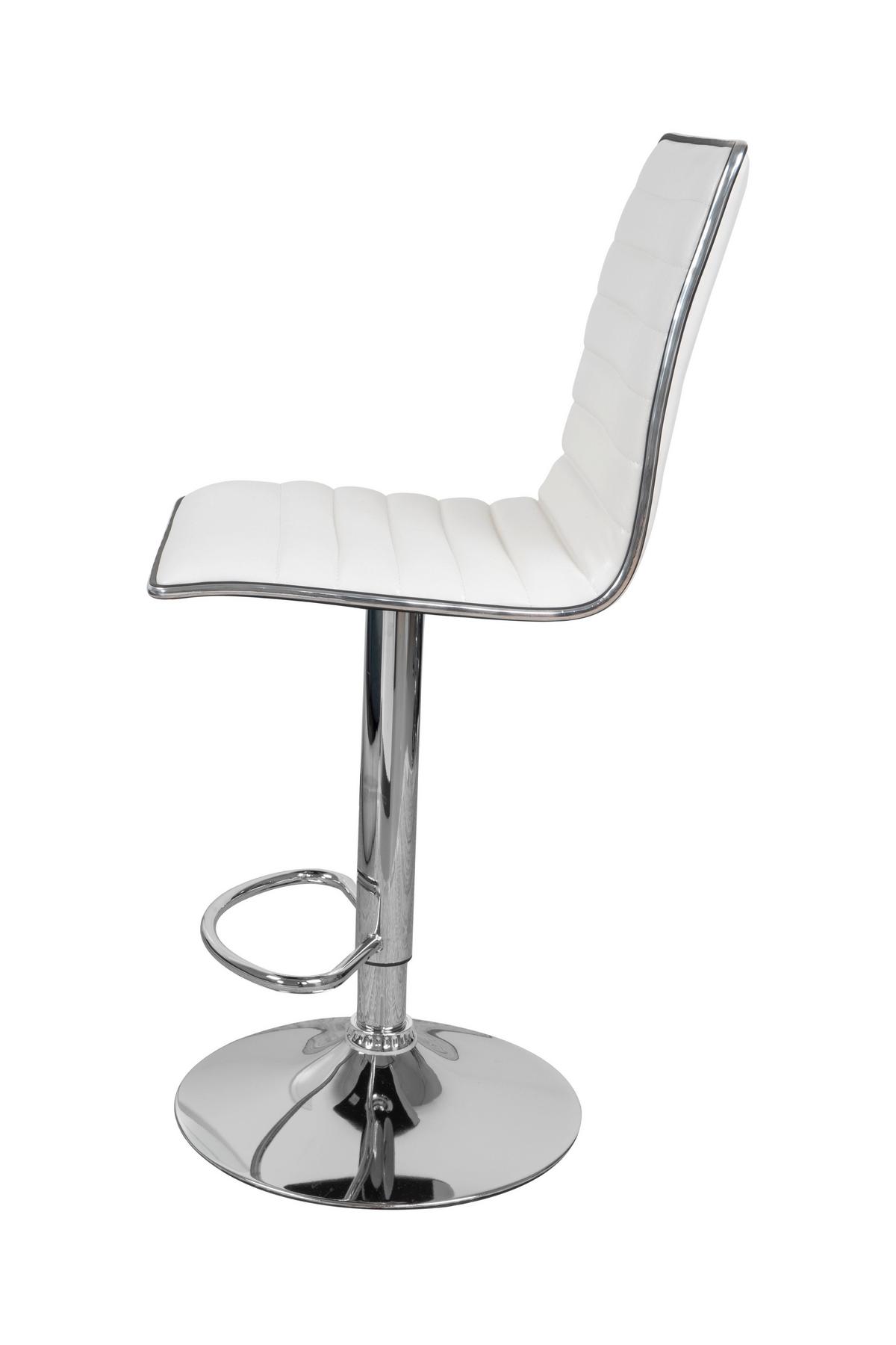 Barhocker Mit Lehne 2er-set Midnight Lederlook Weiß - Silberfarben/Weiß, Design, Holz/Textil (54/116/41cm) - Kayoom