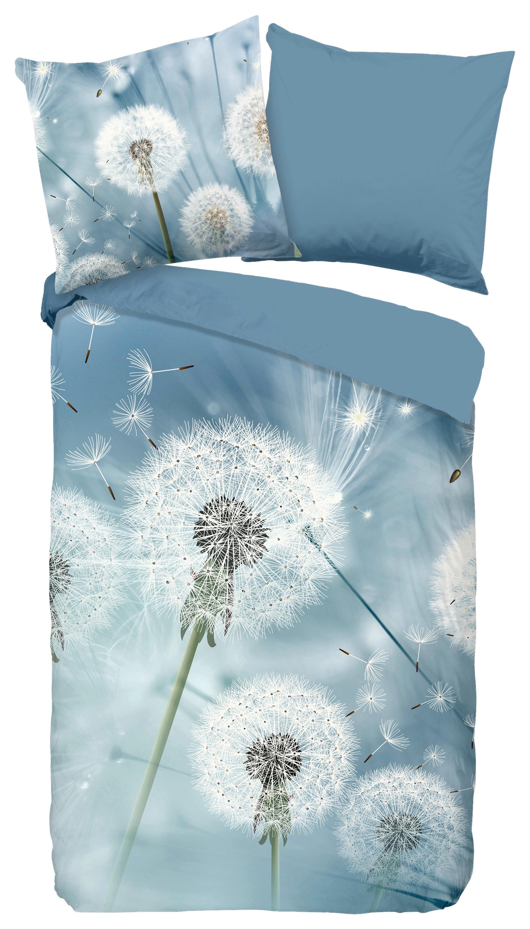 Wendebettwäsche Wishfull Blau 155x220 cm - Blau, Natur, Textil (155/220cm)