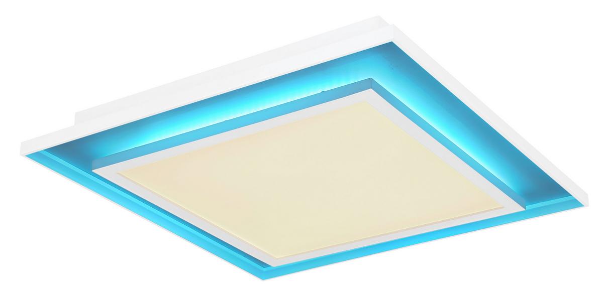 LED-Deckenleuchte L: 44,3 cm mit Fernbedienung - Weiß, Design, Kunststoff/Metall (44,3/44,3/6,3cm) - Globo