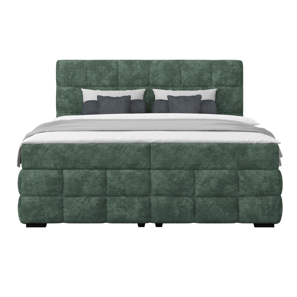 Čalouněná postel VEGA 160x200 cm, zelená - černá/zelená, Trend, dřevo/textil (160/200cm)