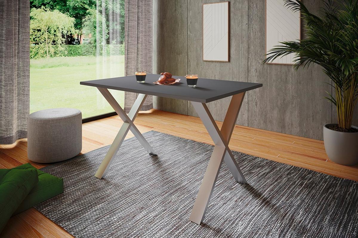Schreibtisch Lona Anthrazit, Silber B: 160 cm - Anthrazit/Silberfarben, Design (160/76/80cm) - MID.YOU