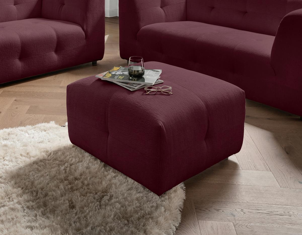 Hocker Velice, Bordeaux B: 72 Cm - Bordeaux/Schwarz, Design, Textil (72/44/72cm) - Livetastic