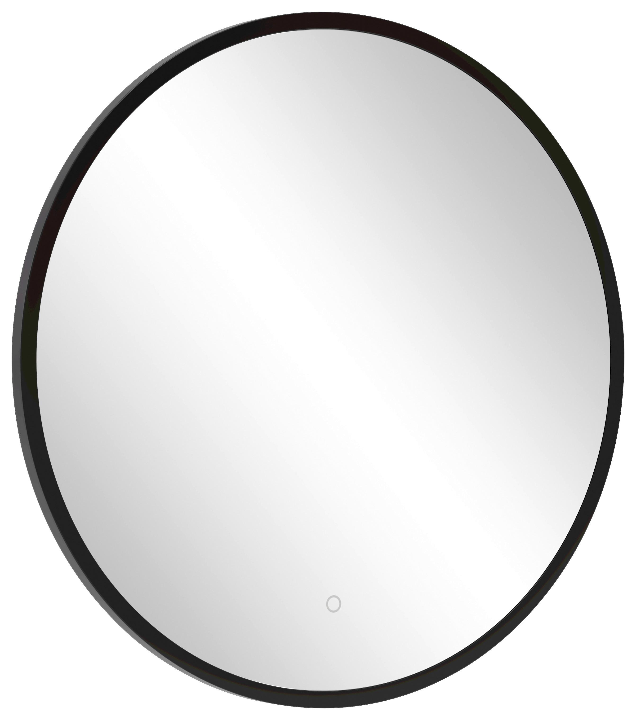 Wandspiegel Chester rund D: 60 cm mit LED-Beleuchtung - Schwarz, MODERN, Glas/Metall (60/60cm) - Held