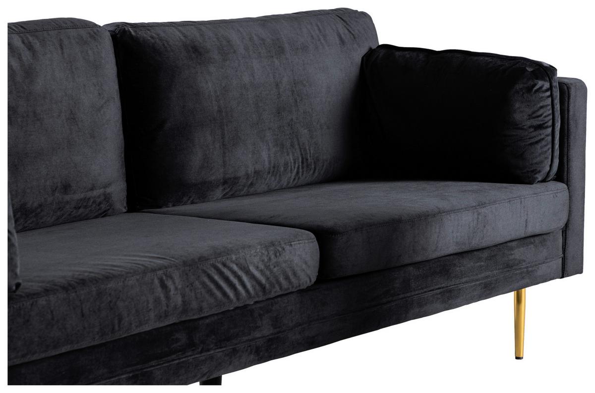 2-Sitzer-Sofa Boom - Goldfarben/Schwarz, Design, Textil/Metall (203/84/90cm) - Livetastic