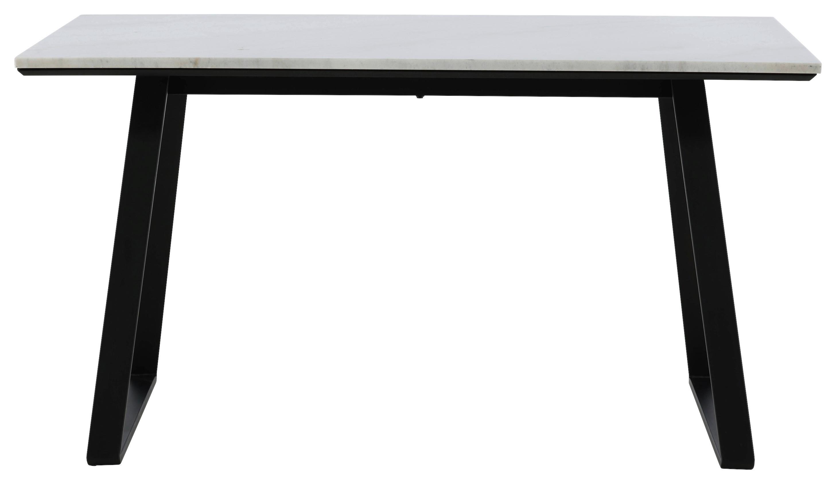 Esstisch Estelle - Schwarz/Weiß, Design, Stein/Metall (140/90/75cm) - Livetastic