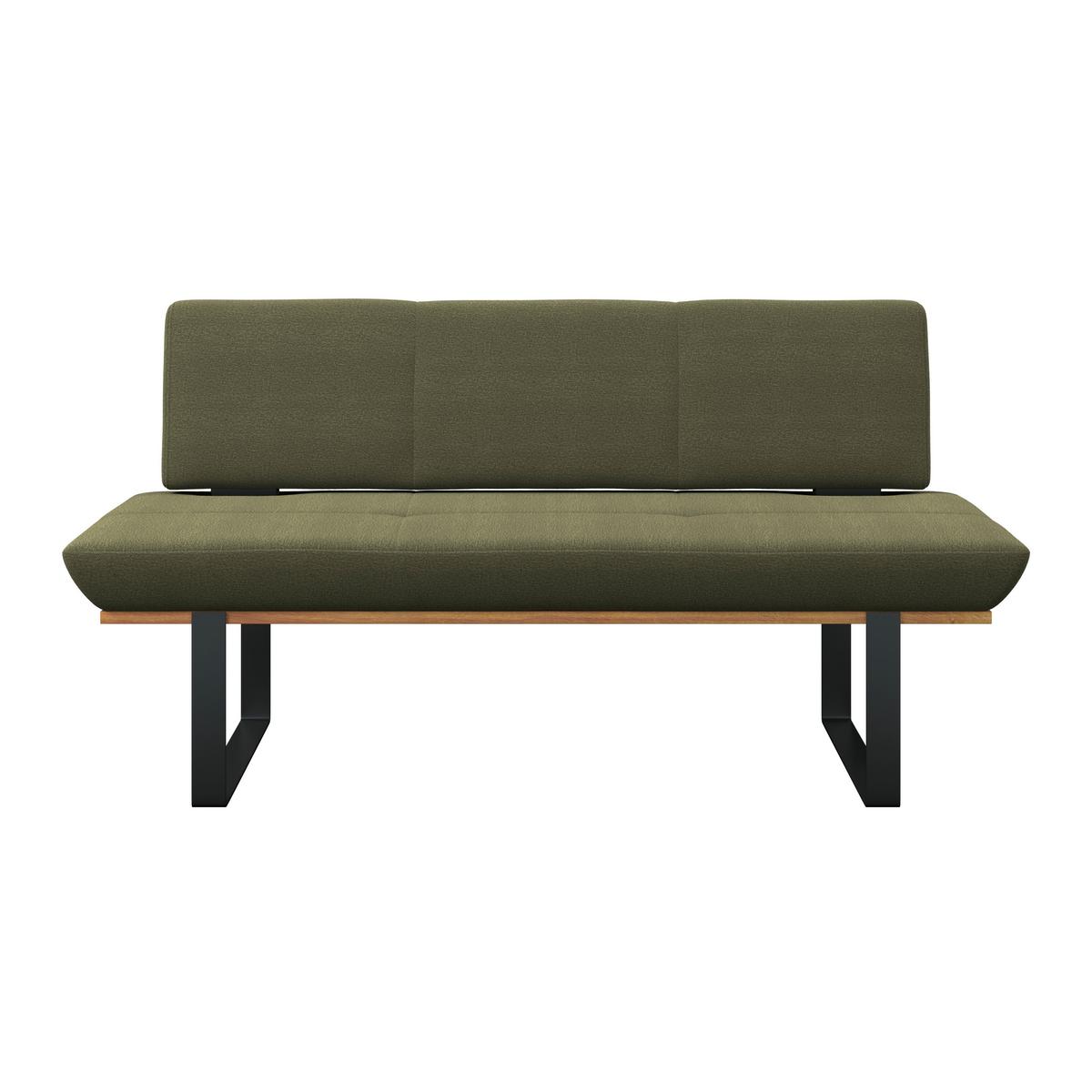 Sitzbank Tristan Webstoff grün, B: 170cm - Schwarz/Grün, MODERN, Holz/Textil (170/48/90cm) - James Wood
