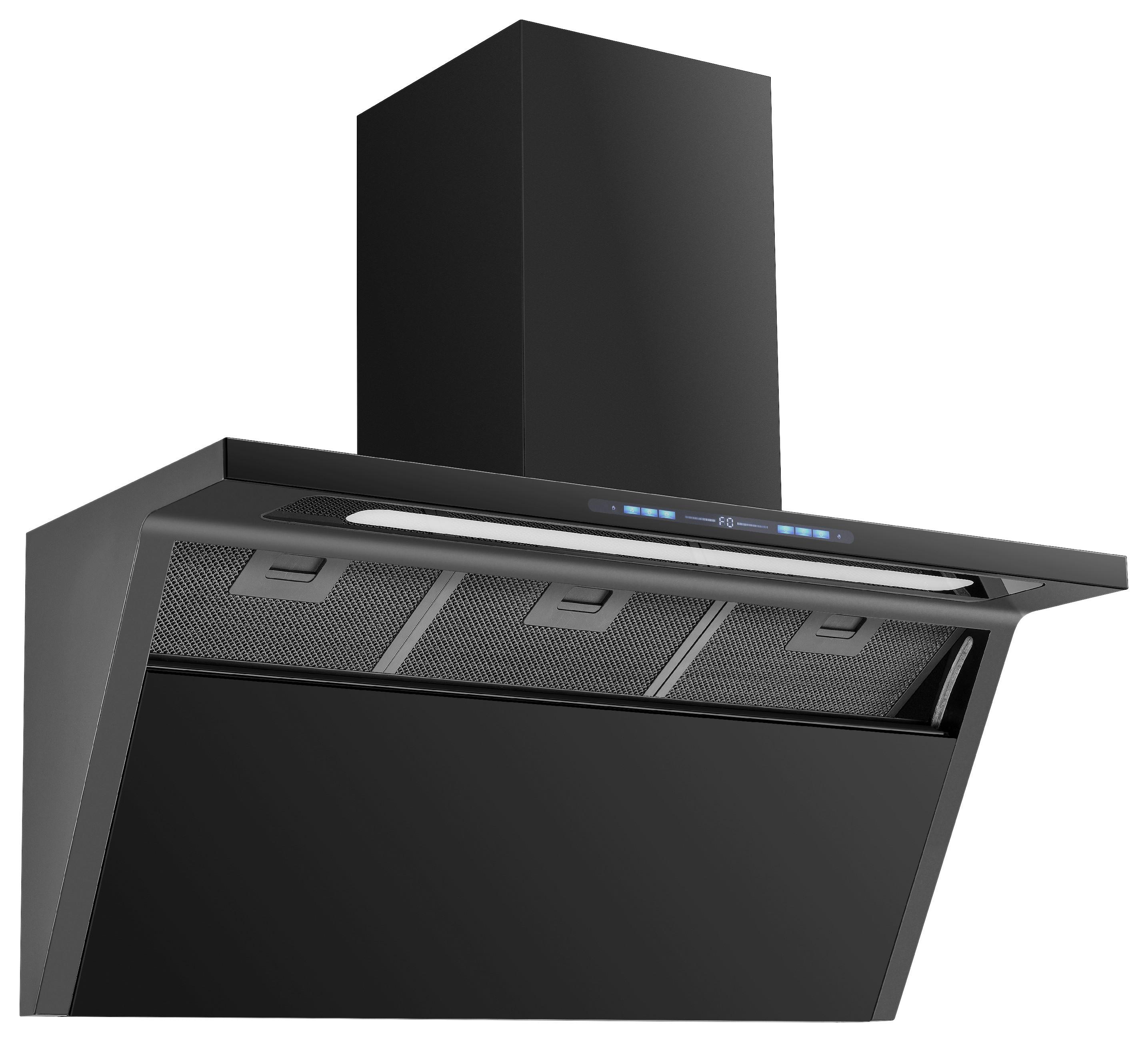 Dunstabzugshaube Ws55-90a+gcb - Schwarz, Basics, Glas/Metall (90/79,2-118,2/37cm) - PKM