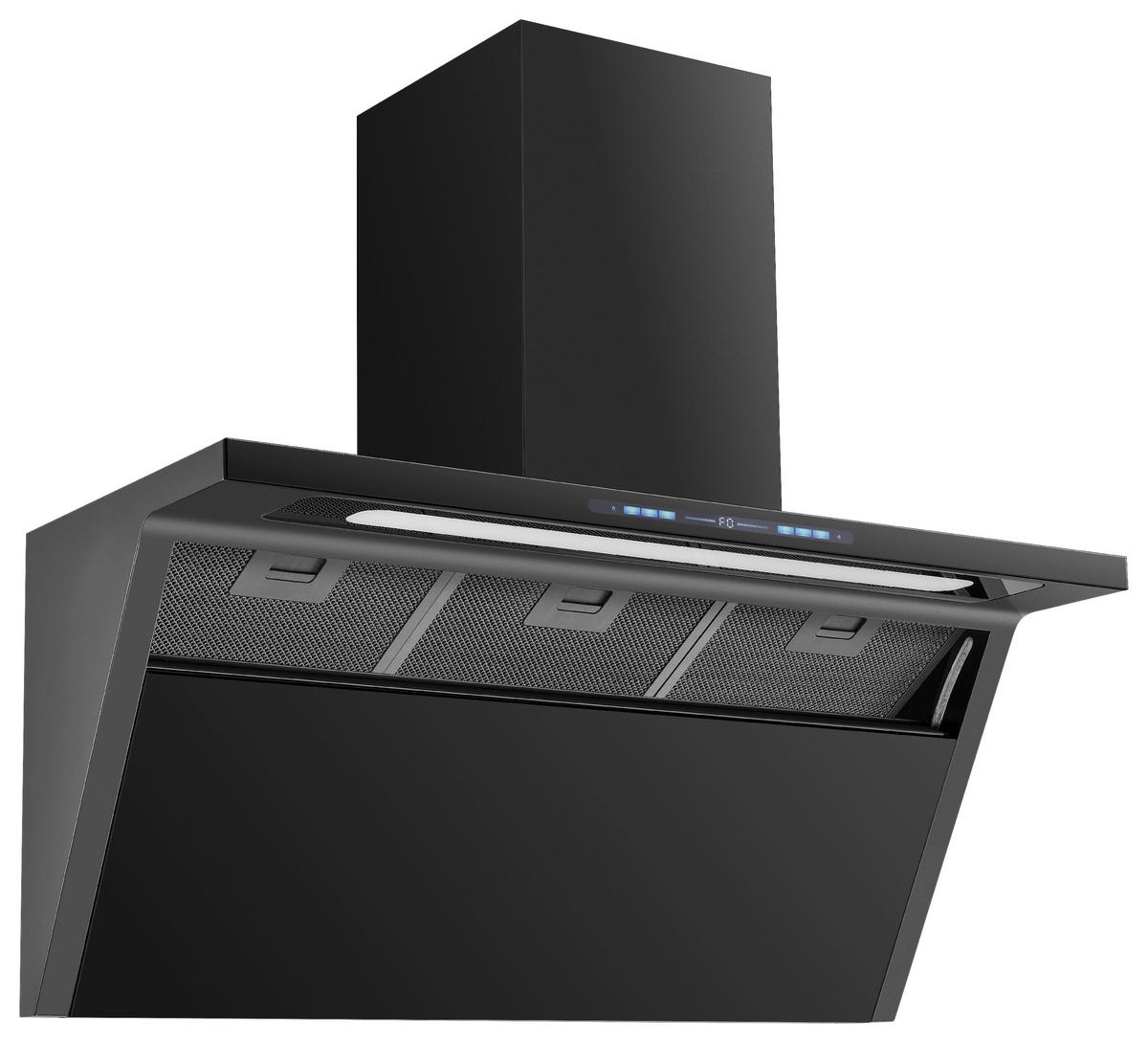 Dunstabzugshaube Ws55-90a+gcb - Schwarz, Basics, Glas/Metall (90/79,2-118,2/37cm) - PKM