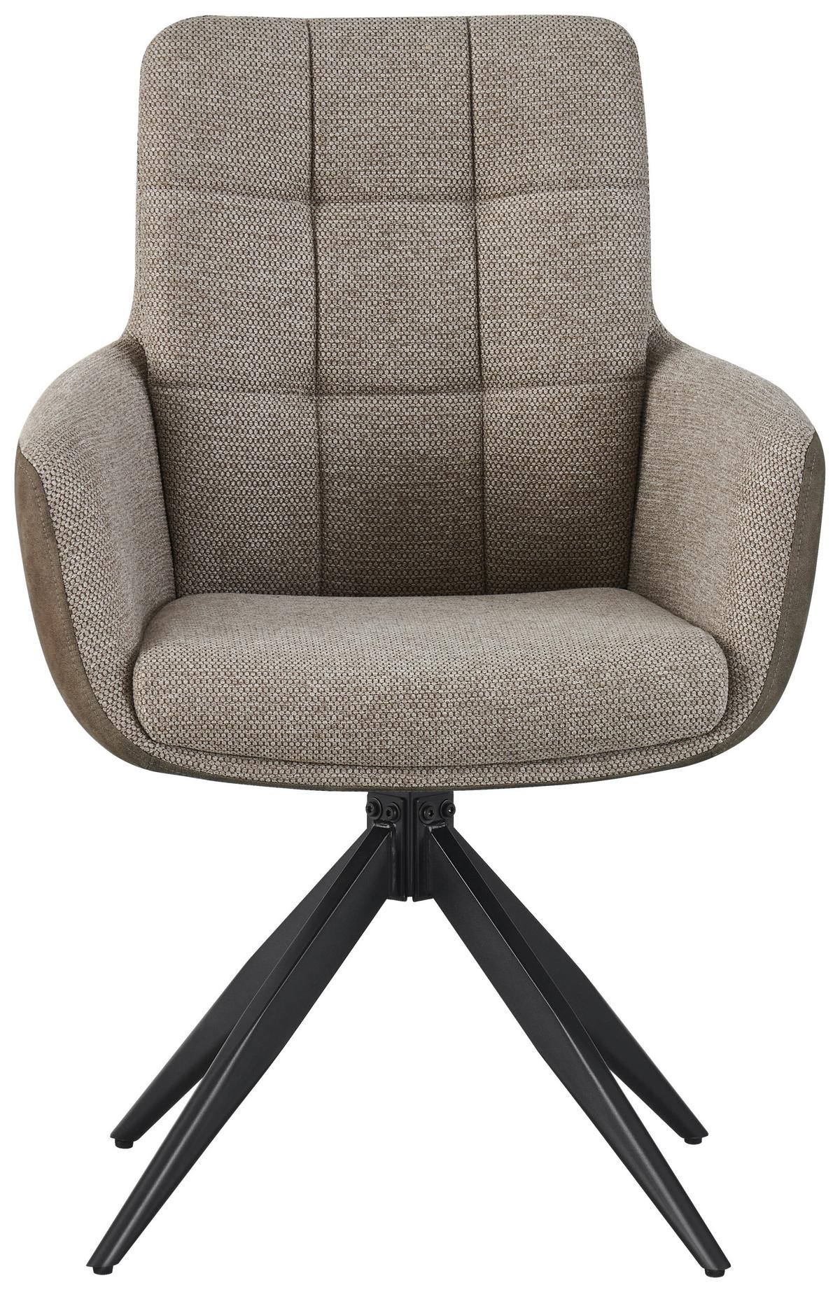 Armlehnstuhl Naim, Braun B: 60 cm, 180° drehbar - Schwarz/Braun, KONVENTIONELL, Holz/Textil (60/93/66cm) - MID.YOU