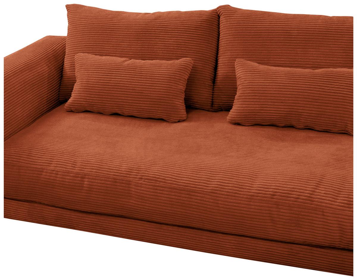 Ecksofa Berlin Cord Kupferfarben 313x172 cm - Schwarz/Kupferfarben, Design, Textil (313/172cm) - Livetastic