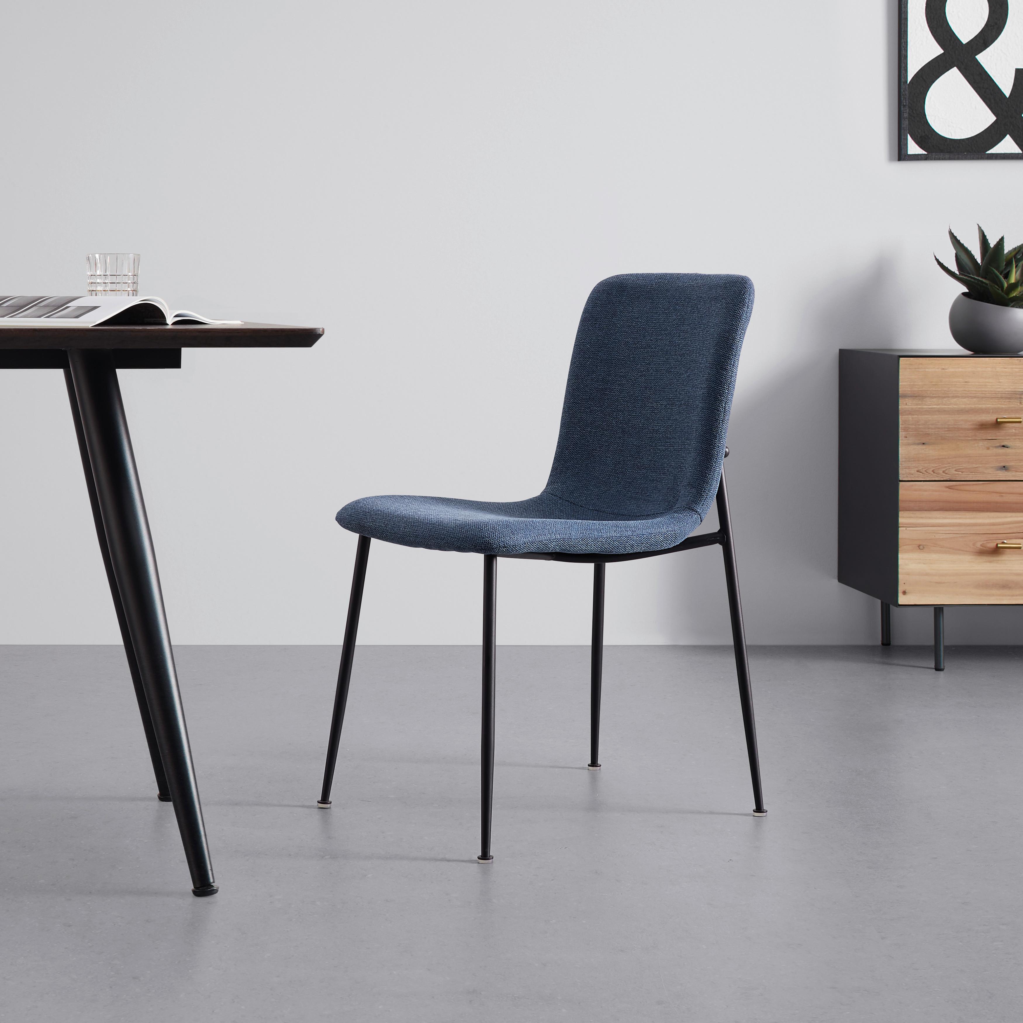 Jedálenská stolička NELE modrá - čierna/modrá, Modern, kov/drevo (43/83/56cm) - P & B