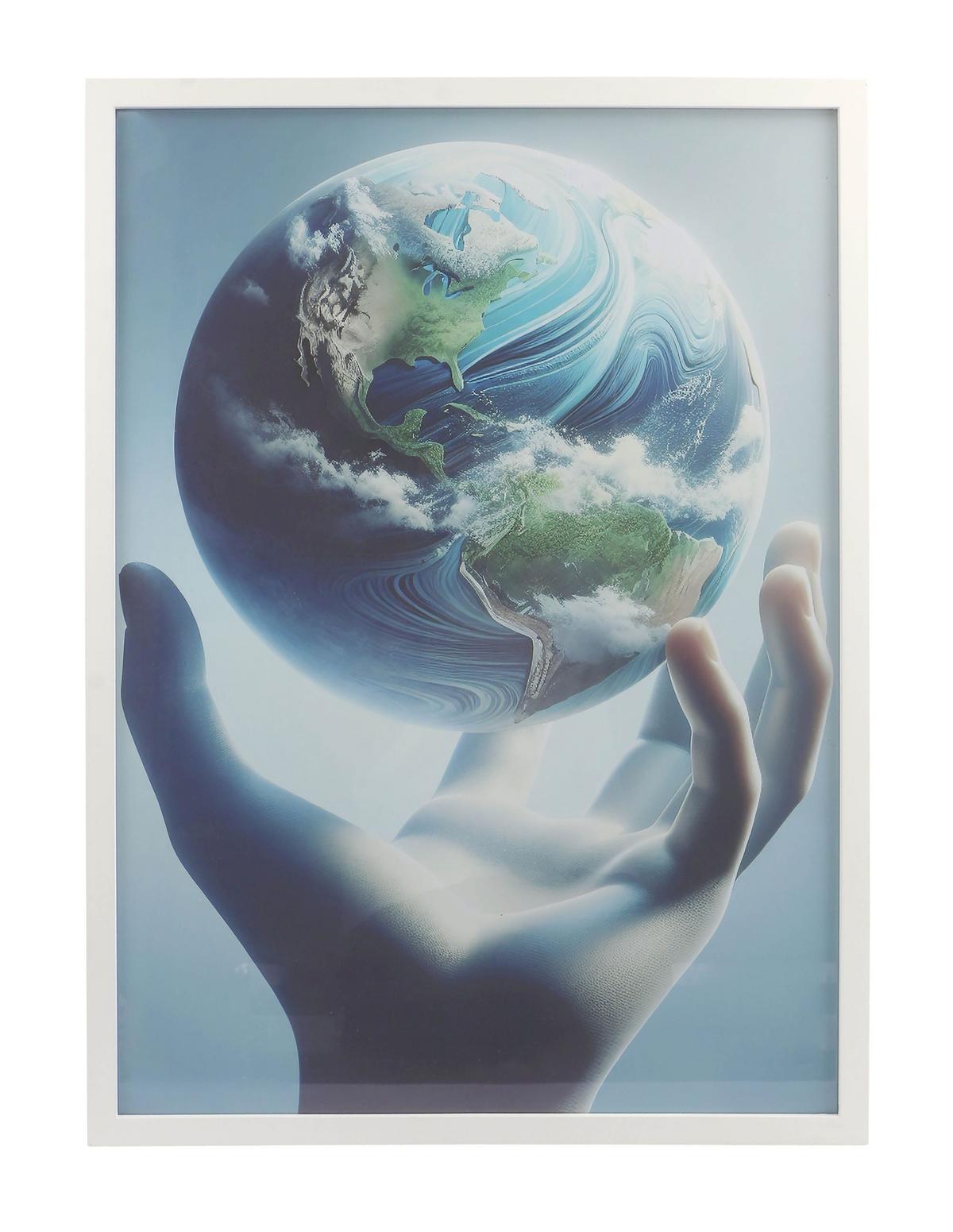 Bilderrahmen Caralina Holz- Dekor Weiß, BxH: 53,3x73,3 cm - Weiß, Basics, Glas/Holz (53,3/73,3/1,5cm) - Luca Bessoni