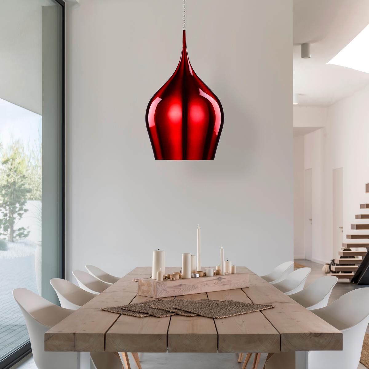 Pendelleuchte Vibrant H: 160 Cm 1-Flammig, Höhenverstellbar - Weinrot, Design, Metall (26/160cm)