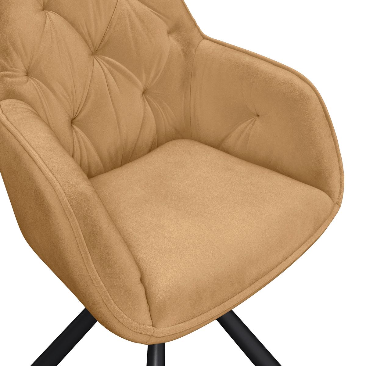 Armlehnstuhl Silvi Samt Braun 360° Drehbar - Schwarz/Braun, KONVENTIONELL, Textil/Metall (62/85/62cm)