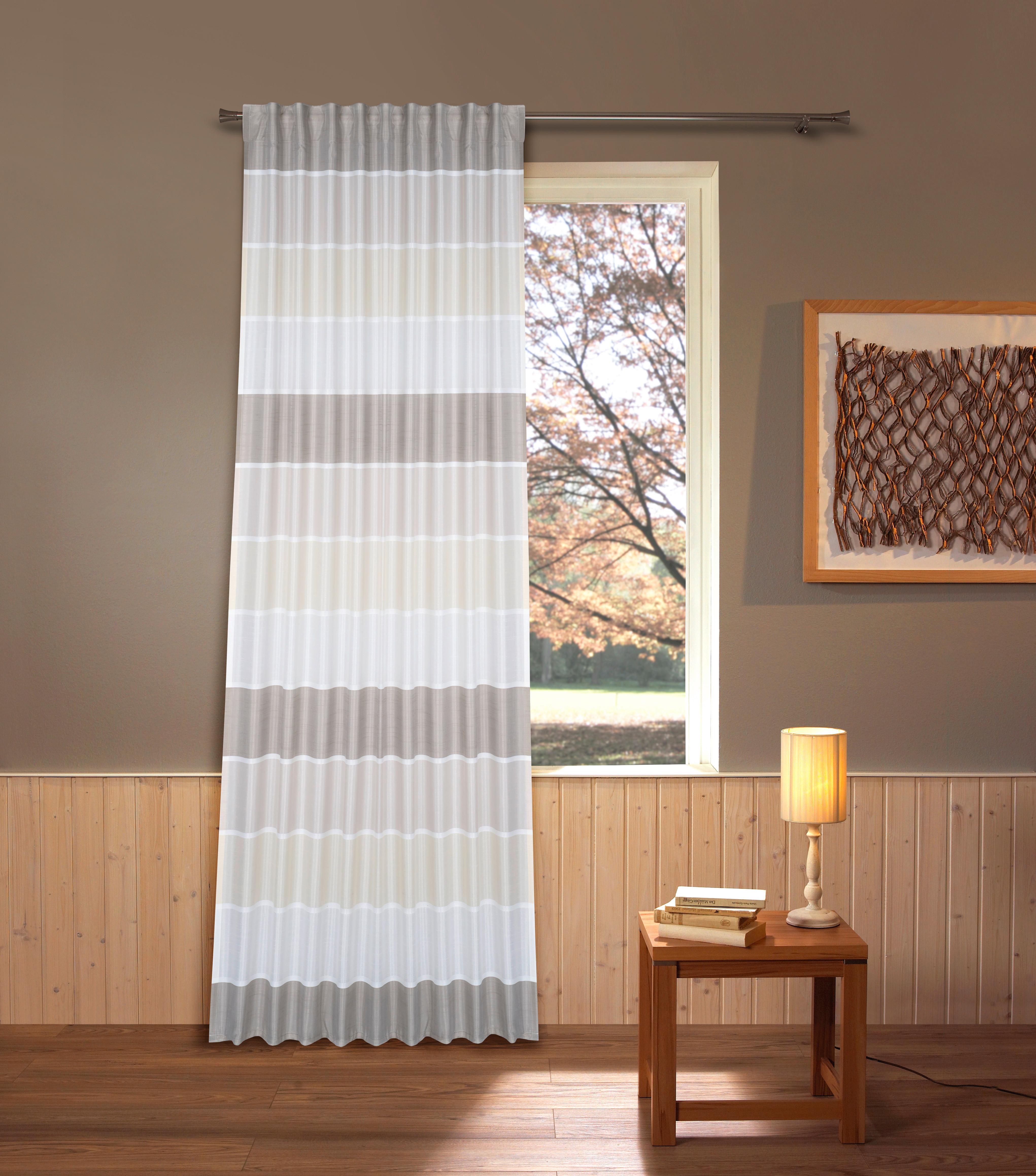 Készfüggöny Melina Kb. 135/245cm - bézs/barna, Romantik / Landhaus, textil (135/245cm) - James Wood