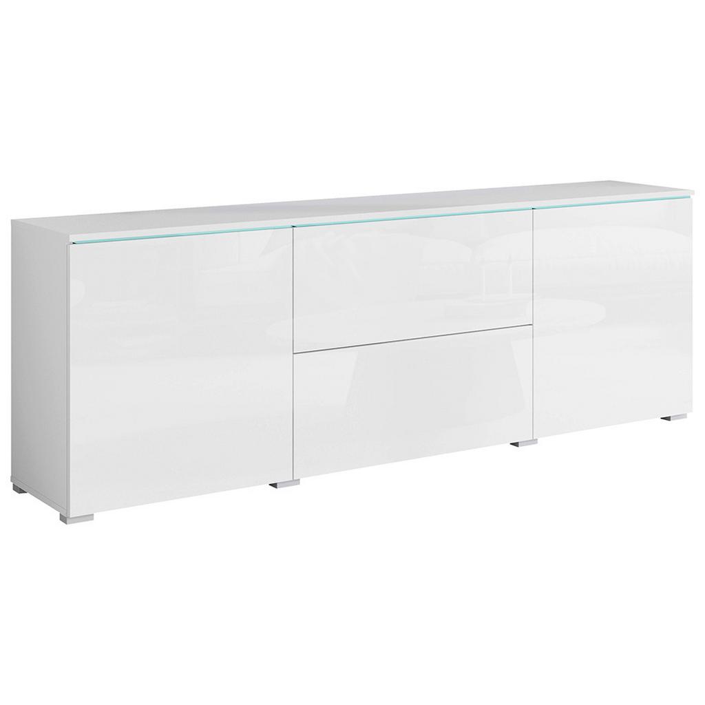TV-Lowboard mit Beleuchtung Vera B: 180 cm Weiß Hochglanz
