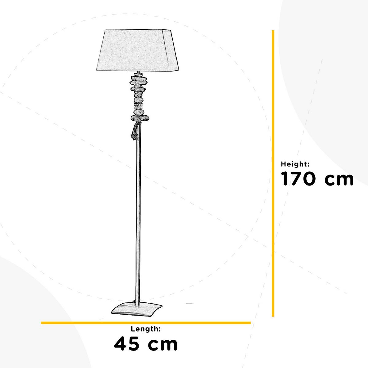 Stehleuchte 4848/pt - Schwarz/Weiß, Natur, Textil/Stein (45/25/170cm)