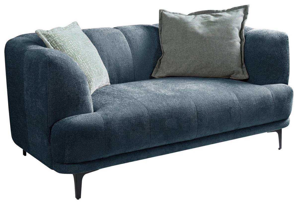 2-Sitzer-Sofa Lou Blau/Schwarz, 166 cm - Blau/Schwarz, Design, Textil (166/77/106cm) - MID.YOU