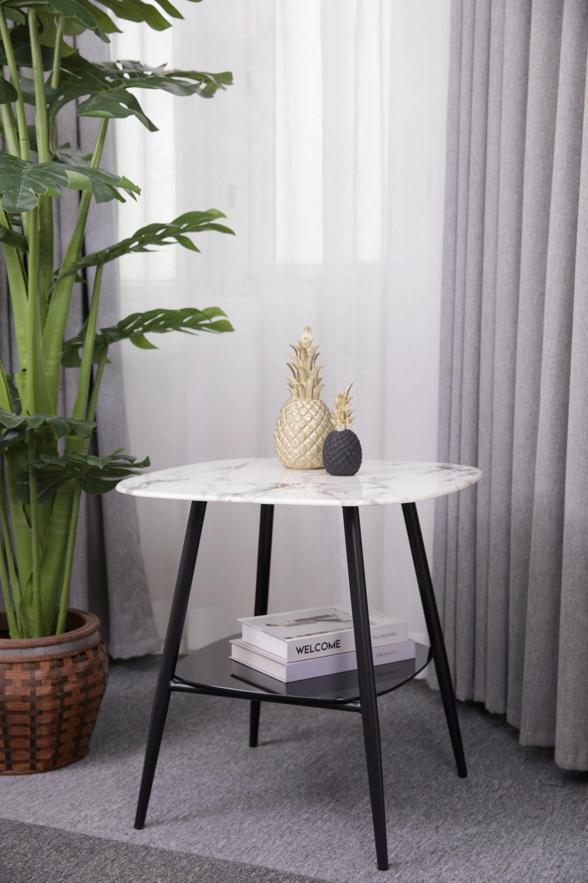 Couchtisch Schwarz/weiß B: 55 Cm - Schwarz/Weiß, Design, Glas/Metall (55/55/55cm) - Livetastic