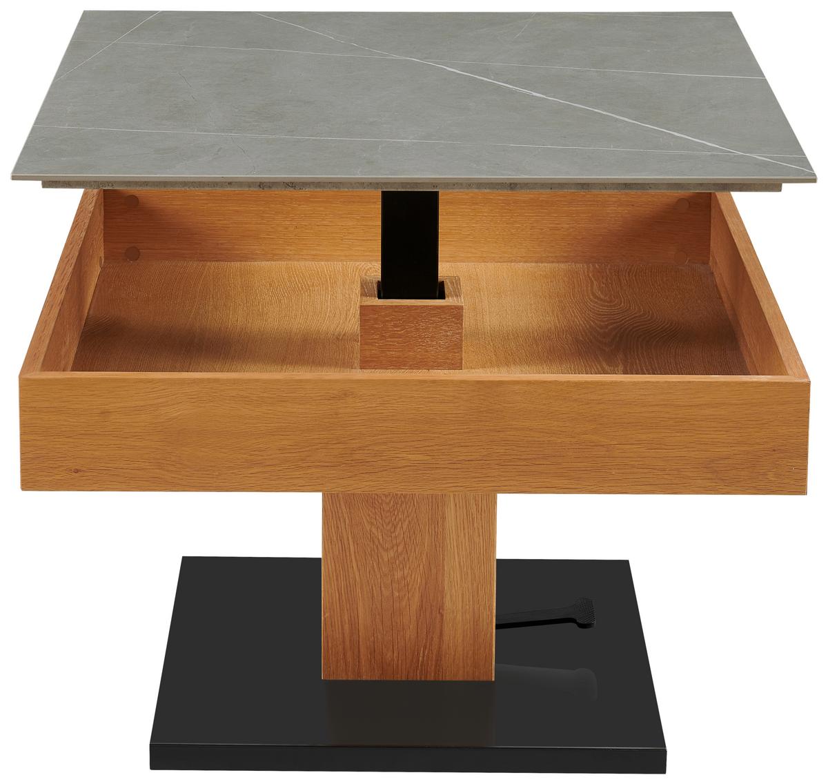 Couchtisch Kapstadt 2 - Eichefarben/Schwarz, MODERN, Holz/Keramik (75/46/75cm)