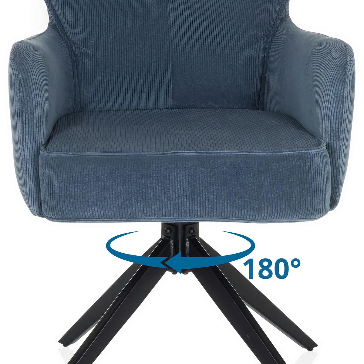 Armlehnstuhl Tarugo Blau B: 58 Cm - Blau/Schwarz, MODERN, Textil/Metall (58/94/60cm) - MID.YOU