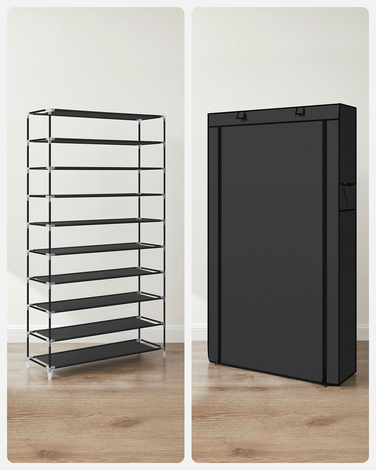 REGÁL NA TOPÁNKY TYP: RXJ36H01 - priehľadné/čierna, Trend, kov/textil (88/160/28cm) - Boxxx