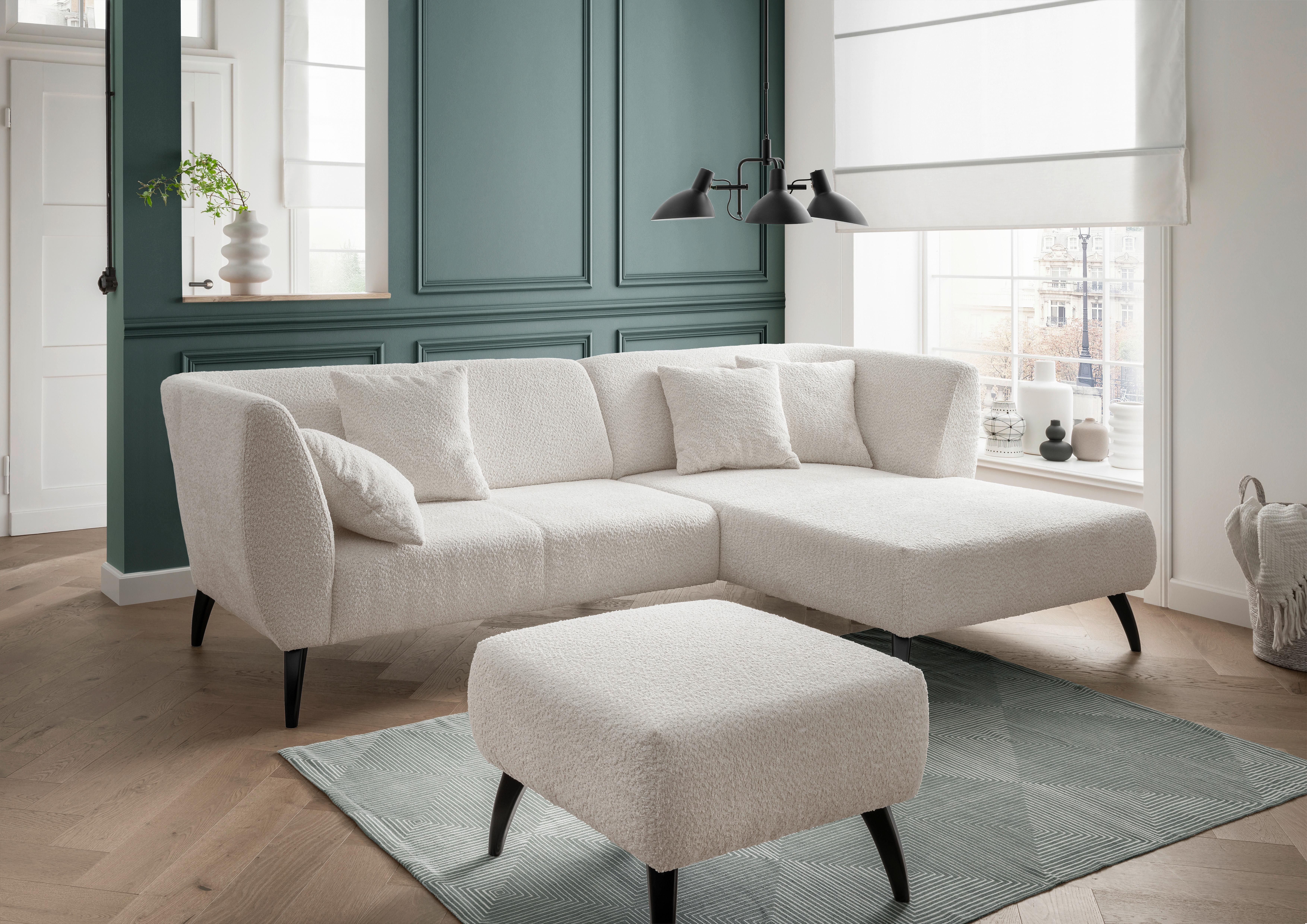 Ecksofa Colori Weiß S: 264/180 cm - Schwarz/Weiß, MODERN, Holz/Textil (264/160cm) - MID.YOU