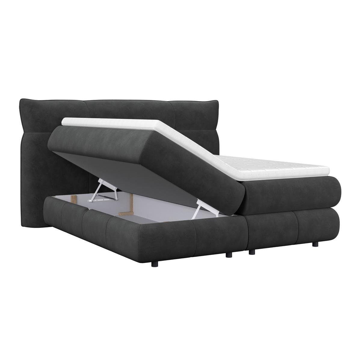 Boxspringbett Carmelo Schwarz 180x200 cm - Schwarz, Trend, Textil (180/200cm)