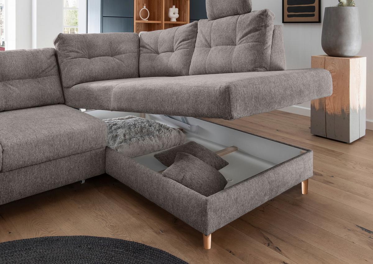 Ecksofa Brizzini Graubraun S: 264x206 Cm - Graubraun/Naturfarben, MODERN, Textil (264/206cm) - Livetastic