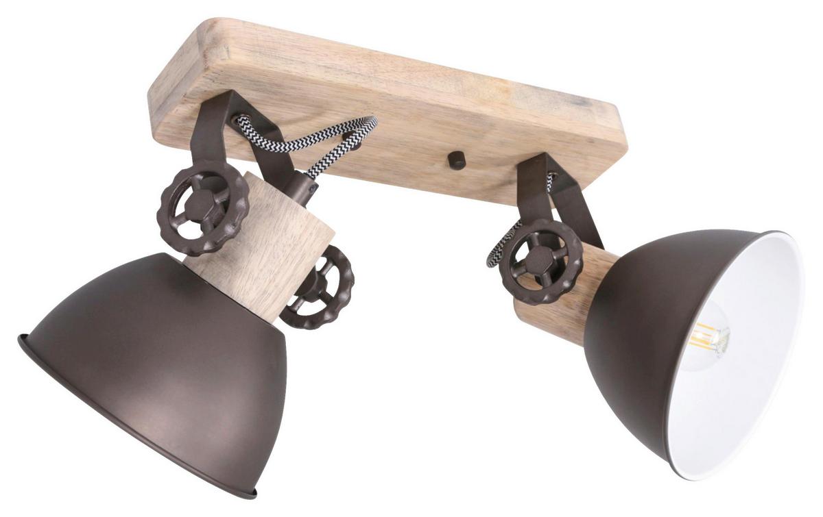 Deckenspots Gearwood - Anthrazit, Trend, Holz/Metall (32/19/17cm)
