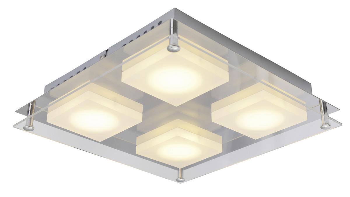 LED-Deckenleuchte L: 24 cm Quadratisch - Chromfarben, Design, Kunststoff/Metall (24/24/4,7cm) - Näve