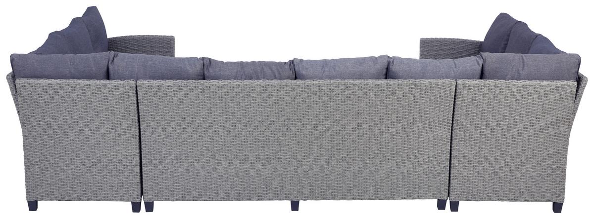 Loungegarnitur 6-tlg Athena In Rattan-Optik Mit Kissen - Schwarz/Grau, MODERN, Glas/Kunststoff - Beldano