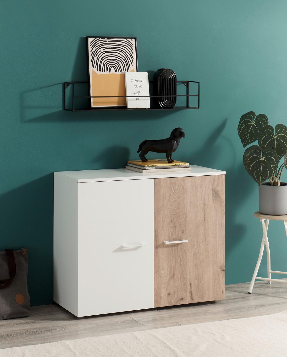 Kommode 90cm Alex Weiß Dekor/Viking Oak - Eichefarben/Weiß, KONVENTIONELL, Holzwerkstoff (90/74/37cm)