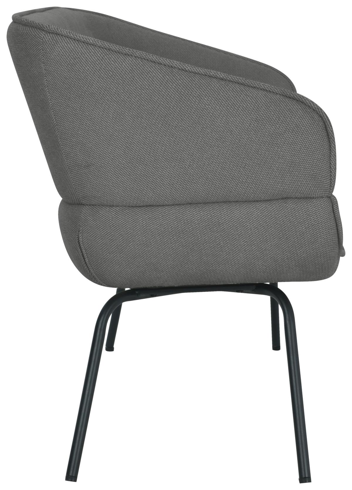 Sitzbank Serena Leinenoptik Grau, B: 160 cm - Schwarz/Grau, KONVENTIONELL, Holz/Textil (160/87/62cm)