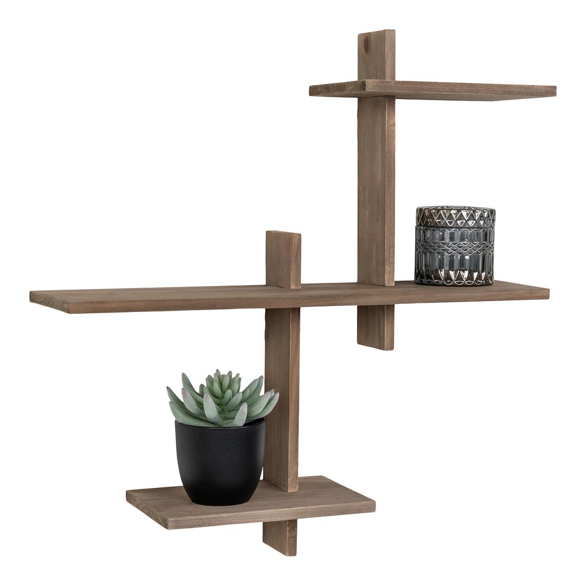 Wandregal Gavi Braun B: 53 cm - Braun, Design, Holz (53/56/15cm)