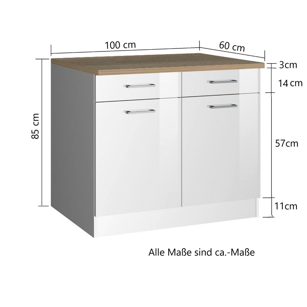 Küchenunterschrank Mailand Graphitfarben B: 100cm - Graphitfarben/Sonoma Eiche, MODERN, Holzwerkstoff (100/85/60cm) - Held