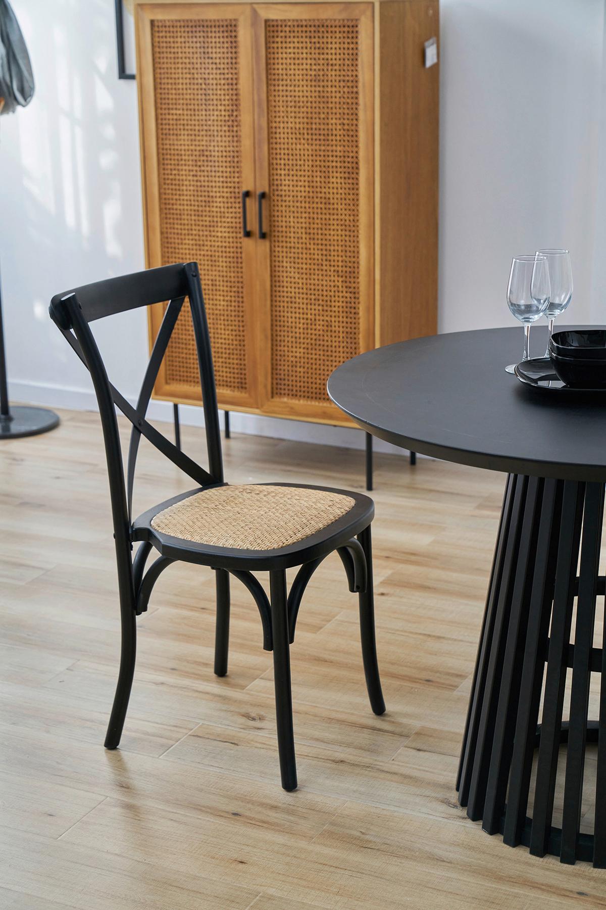 ARMLEHNSTUHL-SET Schwarz/Naturfarben 2-teilig - Schwarz/Naturfarben, MODERN, Holz (48/89/52cm) - MID.YOU
