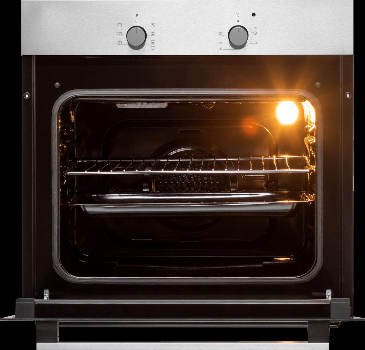 Einbau-Backofen B: 59,5 cm Schwarz/Edelstahlfarben - Edelstahlfarben/Schwarz, Trend, Glas/Metall (59,5/59,5/56,5cm) - Respekta