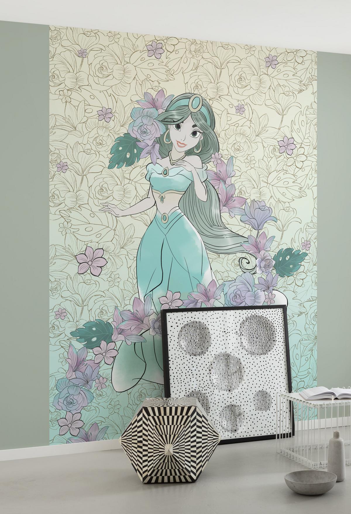 Fototapete Jasmin Pale Flowers - Blau/Lila, Trend, Textil (200/280cm)