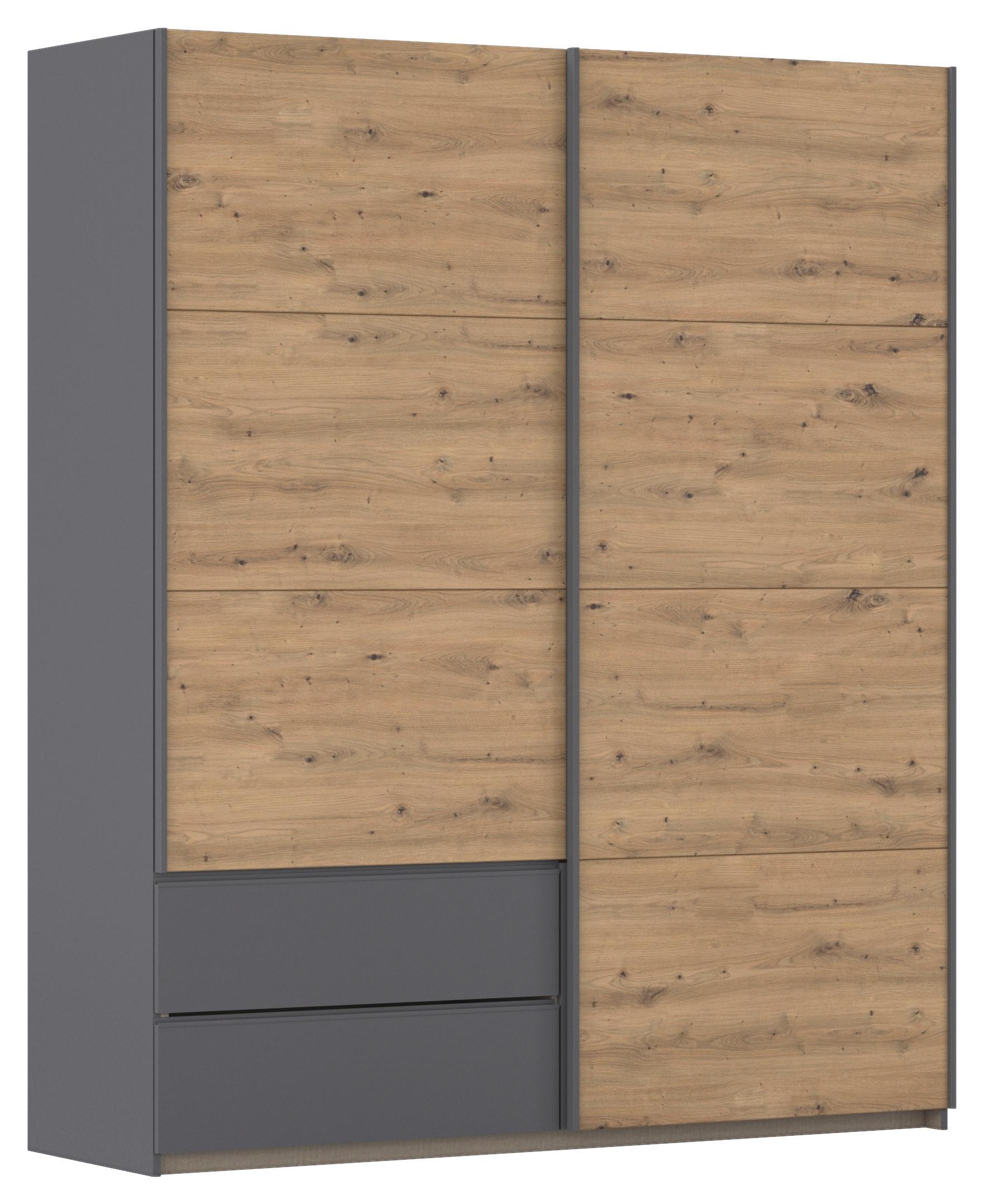 Schwebetürenschrank Stoke Grau Eiche Artisan Dekor - Eiche Artisan/Grau, MODERN, Holzwerkstoff (175/210/59cm) - Rauch Möbel