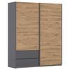Schwebetürenschrank Stoke Grau Eiche Artisan Dekor - Eiche Artisan/Grau, MODERN, Holzwerkstoff (175/210/59cm) - Rauch Möbel
