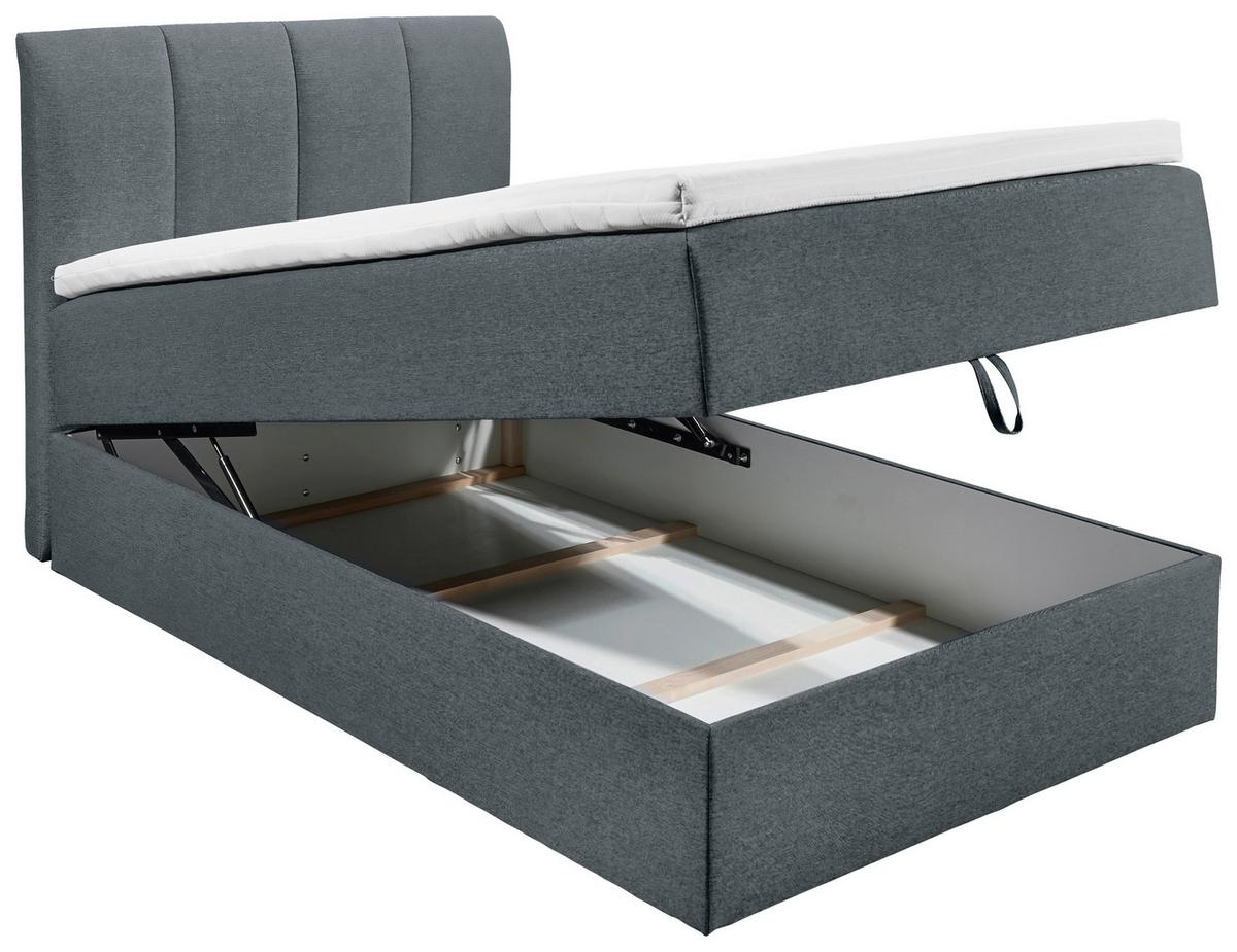 Boxspringbett mit Topper & Bettkasten 120x200 Granada - Anthrazit/Schwarz, Basics, Textil (120/200cm) - MID.YOU