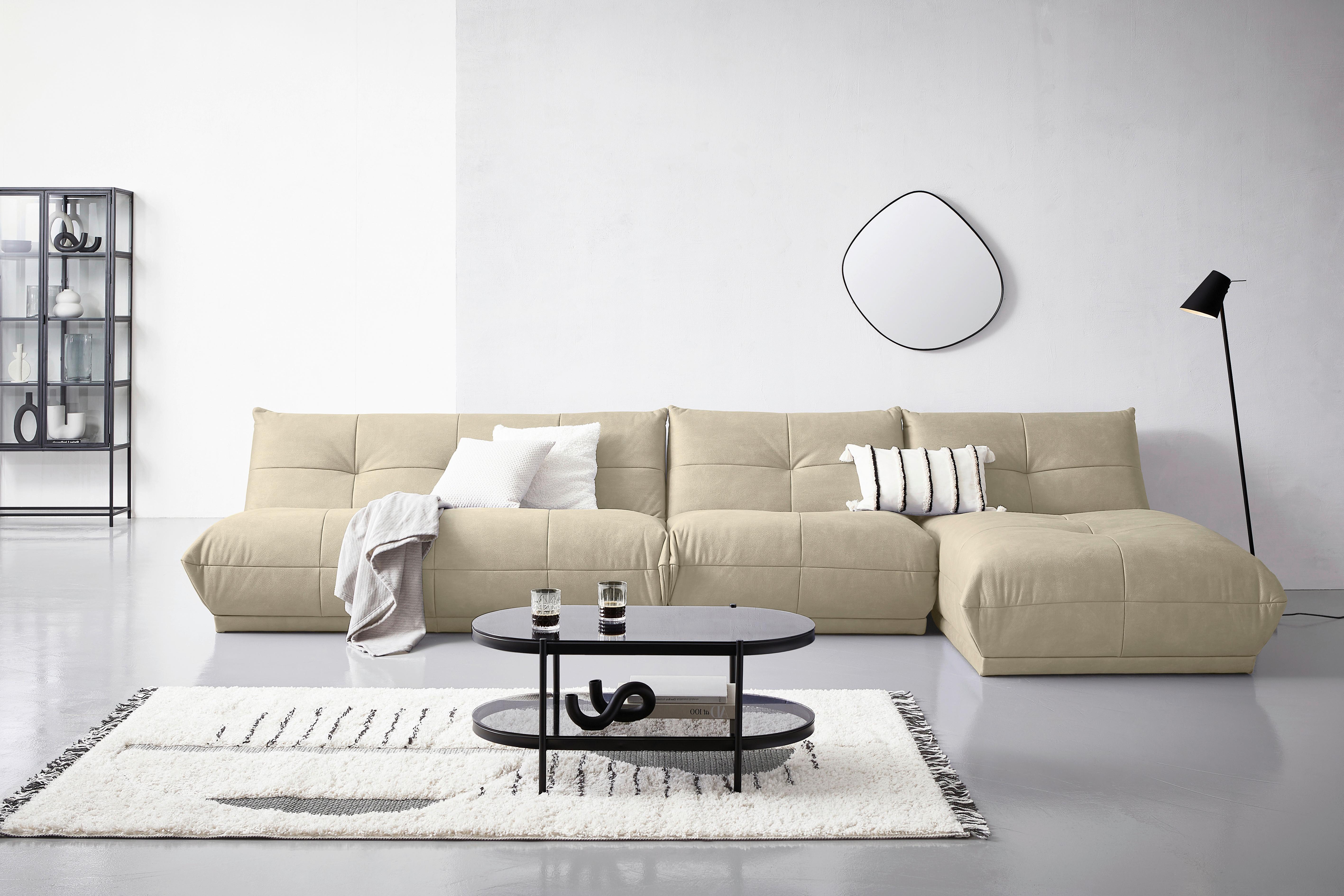 Ecksofa Giselle Creme - Creme, Trend, Textil (390/185cm) - Livetastic