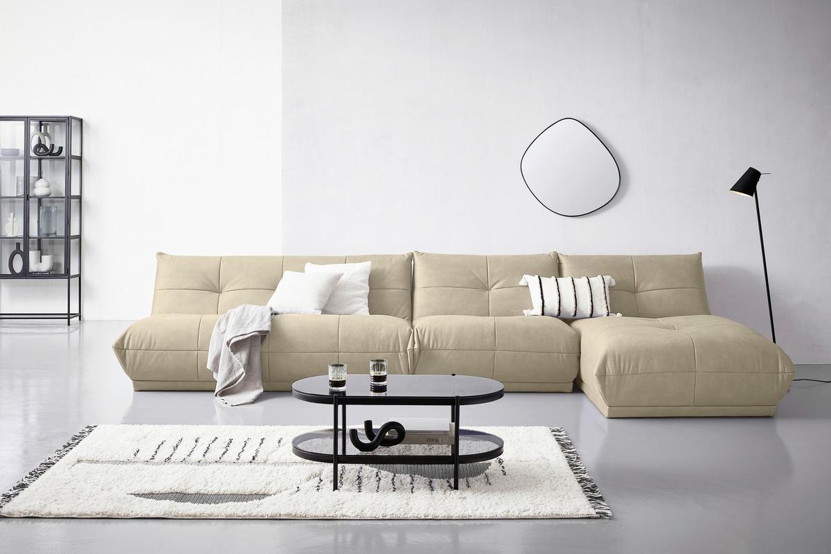 Ecksofa Giselle Creme - Creme, Trend, Textil (390/185cm) - Livetastic