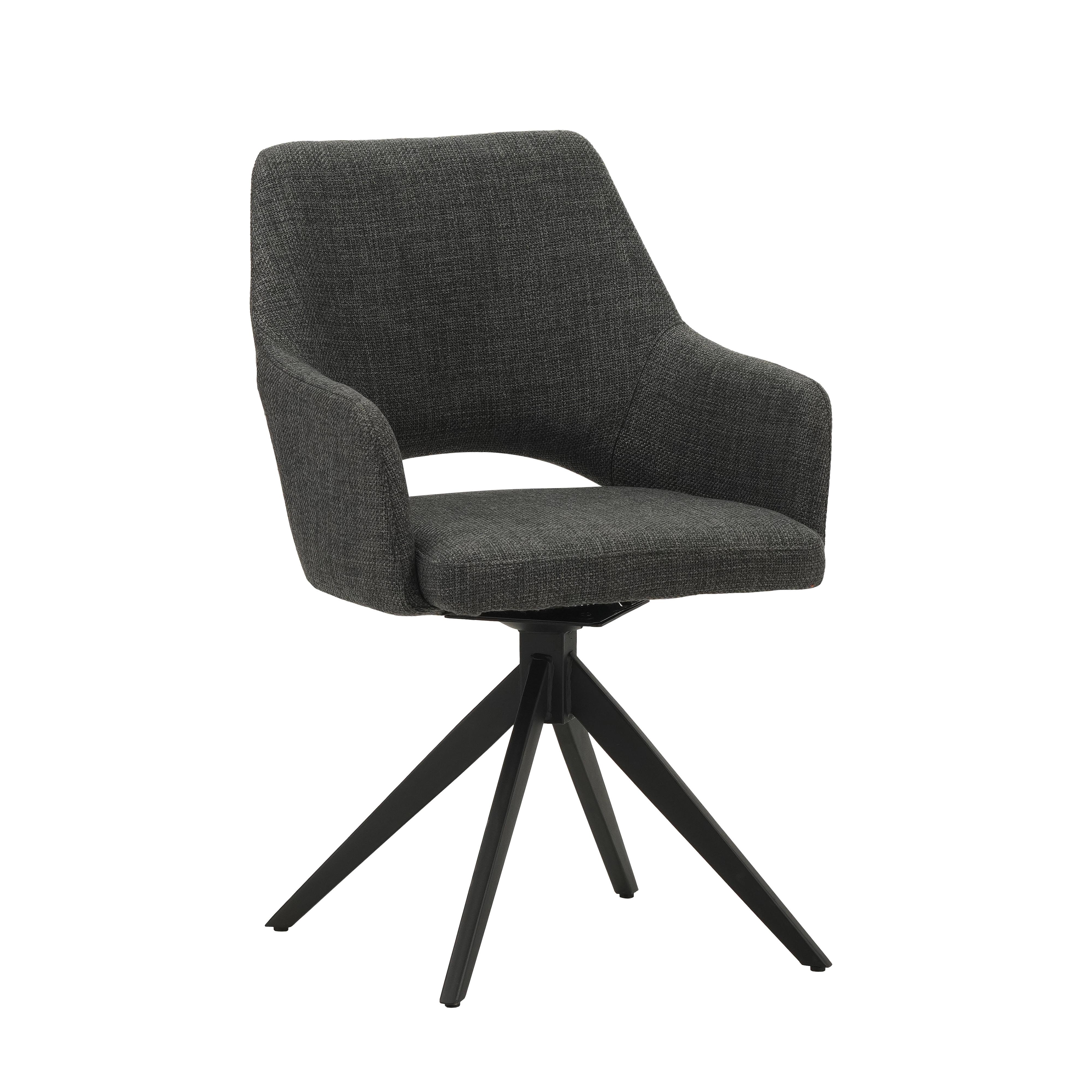 Stuhl Asher Anthrazit, B: 54,5 Cm - Anthrazit/Schwarz, MODERN, Textil/Metall (54,5/85/61,5cm) - MID.YOU