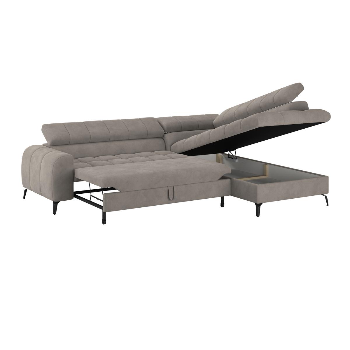 Ecksofa Volf Rechts New Grau, S: 261x203 cm - Schwarz/Grau, Trend, Kunststoff/Textil (261/203cm)
