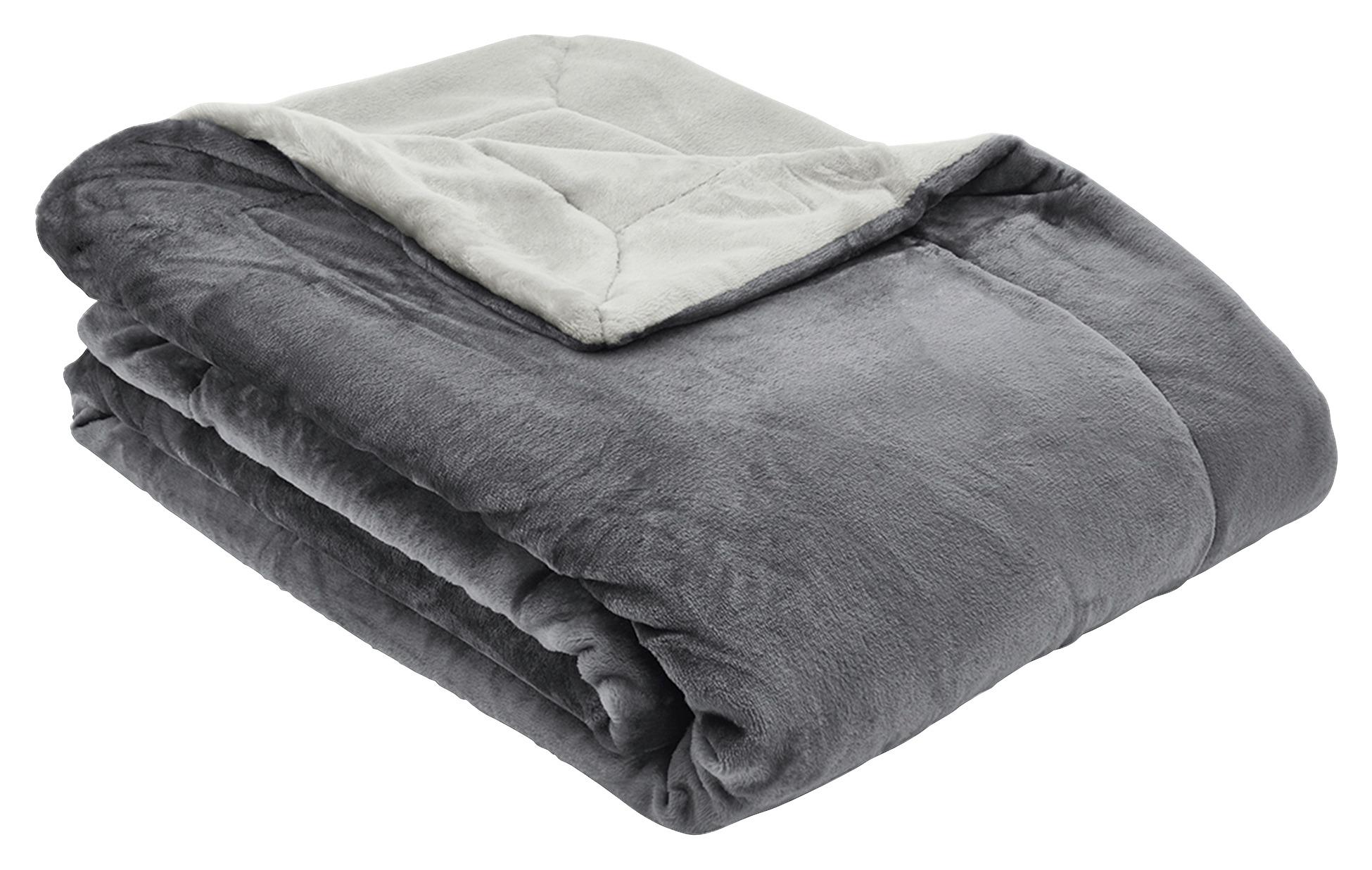 Kuscheldecke Anthrazit/ Hellgrau 150x200 cm - Anthrazit/Hellgrau, KONVENTIONELL, Textil (150/200cm) - S. Oliver